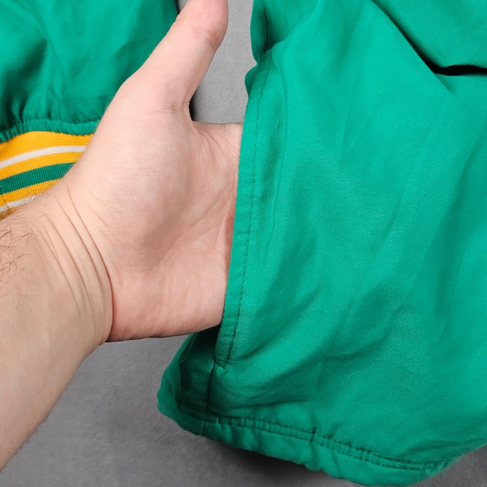 Minnesota North Stars Windbreaker Jacket Mens 2XL Green Spell Out Adjustable Y2K - Picture 6 of 11